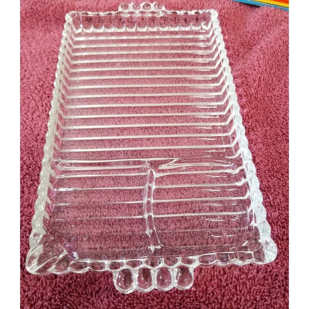 Vintage Indiana Glass–Style 3‑Section Clear Relish Tray (1960s–80s)